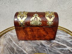 Victorian burr-walnut & brass bound tea caddy Thumbnail 6