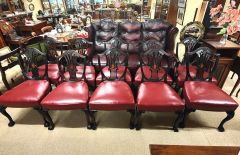Set of ten leather mahogany chairs Thumbnail 4