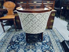 Edwardian mahogany covered armchair Thumbnail 4