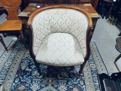 Edwardian mahogany covered armchair Thumbnail 3