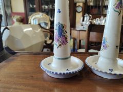 Pair of porcelain poole candlesticks Thumbnail 3
