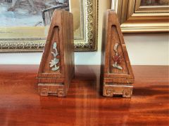 Pair of wooden chinese carved bookends Thumbnail 3