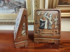 Pair of wooden chinese carved bookends Thumbnail 6
