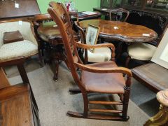 Victorian oak rocking armchair Thumbnail 2