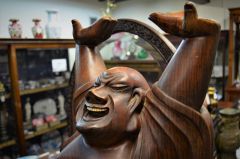 Large carved wooden buddha Thumbnail 2