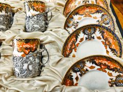 Cased set of twelve royal crown derby coffee cans & saucers in silver holders Thumbnail 2