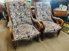 Pair of victorian mahogany armchairs Thumbnail 2