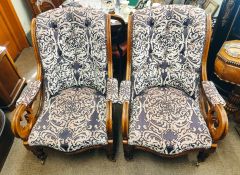 Pair of victorian mahogany armchairs Thumbnail 3