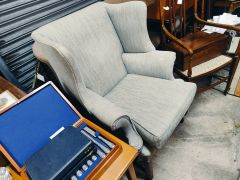 Mahogany georgian style wing back armchair Thumbnail 3