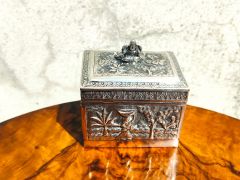 Indian silver tea caddy / box Thumbnail 3