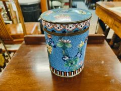 Chinese Clossonie jar & lid Thumbnail 2