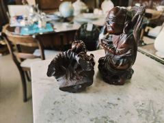 Pair chinese wooden carved figures Thumbnail 4