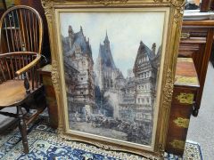 Large framed watercolour signed Thumbnail 2