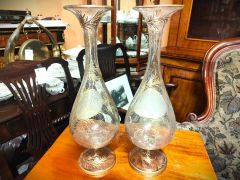 Pair of bohemian hand painted glass vases Thumbnail 4