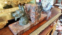 Pair of french marble & spelter bookends Thumbnail 3