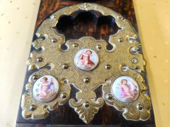 Coromandel & brass book slide with porcelain cherubs  by howell james & Co , regent street london Thumbnail 2