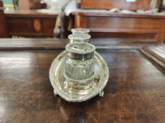 Georgian silver desk stand with plated tops  Thumbnail 4