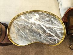 Pair of marble top tables & brass gallery Thumbnail 2