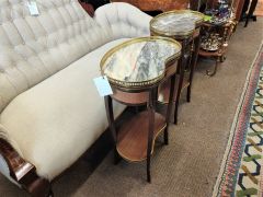 Pair of marble top tables & brass gallery Thumbnail 3