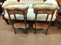 Pair of marble top tables & brass gallery Thumbnail 4