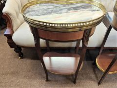 Pair of marble top tables & brass gallery Thumbnail 3