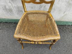 Victorian giltwood chair with wicker seat and porcelain inset Thumbnail 3