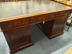 Victorian mahogany leather top partners desk Thumbnail 2