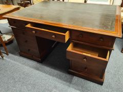 Victorian mahogany leather top partners desk Thumbnail 4