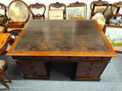 Victorian mahogany leather top partners desk Thumbnail 6
