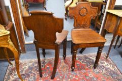 Pair of oak hall chairs  Thumbnail 2