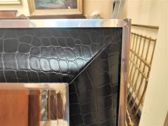 Large leather & chrome framed mirror Thumbnail 2