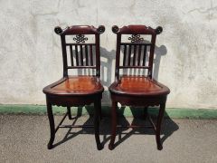 Pair of chinese cherrywood  side chairs Thumbnail 6