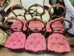 Set of six victorian walnut chairs,  Thumbnail 3