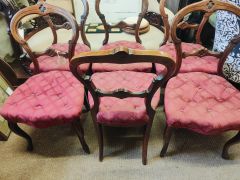 Set of six victorian walnut chairs,  Thumbnail 4