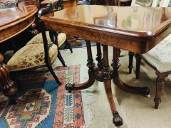 Victorian burr walnut card table  Thumbnail 6