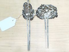 Two silver chinese hair slides/ ornaments Thumbnail 3