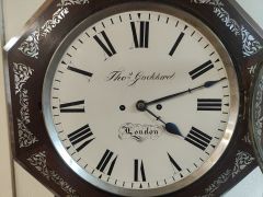 19th century rosewood & mother of pearl inlaid cased double fusee wall clock Thumbnail 3