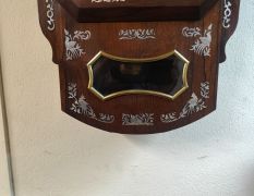 19th century rosewood & mother of pearl inlaid cased double fusee wall clock Thumbnail 4