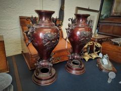 Pair of japanese bronze vases Thumbnail 3