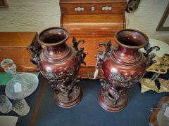 Pair of japanese bronze vases Thumbnail 4