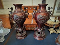 Pair of japanese bronze vases Thumbnail 6