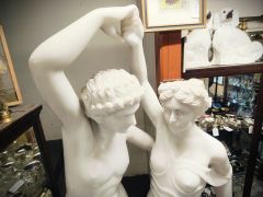 Carved marble figures & pedestal Thumbnail 2