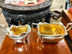 Irish georgian silver sugar & cream  Thumbnail 2