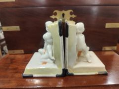 Pair of 1920s porcelain bookends Thumbnail 2