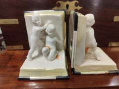 Pair of 1920s porcelain bookends Thumbnail 3