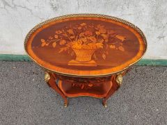 Satinwood & rosewood side table with single drawer & gallery Thumbnail 2