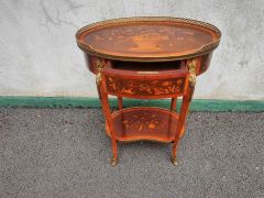 Satinwood & rosewood side table with single drawer & gallery Thumbnail 4
