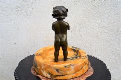 French bronze figure of girl on marble Thumbnail 2