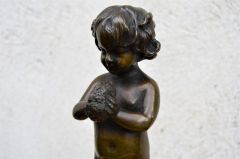 French bronze figure of girl on marble Thumbnail 3