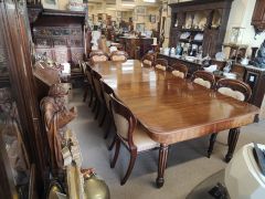 19th century mahogany three leaf dining table & twelve chairs Thumbnail 2